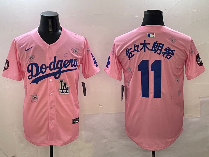 Men Los Angeles Dodgers 11 R.Sasaki Pink Sakura Edition 2025 Nike MLB Jersey style 10